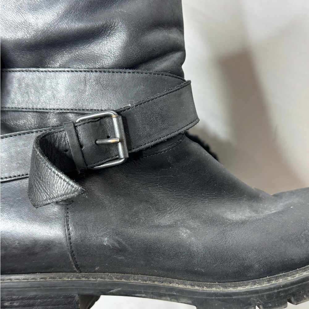 Ross Snow Womens Leather Moto Boots Sherling‎ Lining Sz 11 Grunge Edgy Goth Punk - Picture 3 of 11